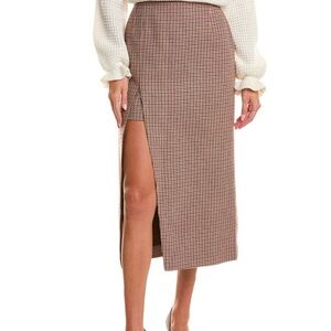 Chic Houndstooth Midi Skirt with Side Slit